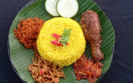 Indonesian Nasi Kuning: Yellow Rice Image