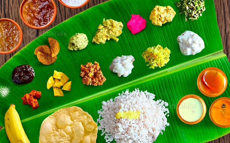 Banana Leaf Serving South Indian Style 